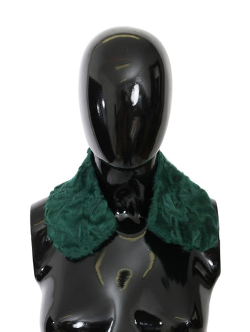 Green fur shoulder collar wrap with lambskin scarf from Dolce & Gabbana, showcasing soft, luxurious fur and stylish design.