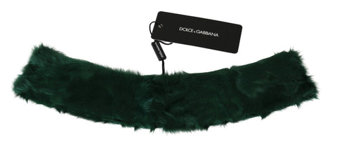 Green fur neck collar wrap with lambskin scarf from Dolce & Gabbana, showcasing soft texture and elegant design.