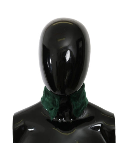 Green fur neck collar wrap with lambskin scarf from Dolce & Gabbana, featuring plush texture and stylish design.