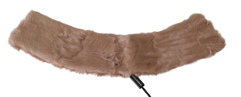 Beige fur neck collar made of lambskin from Dolce & Gabbana, showcasing soft, plush texture and stylish design.