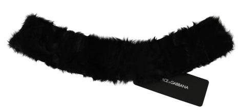 Black fur neck collar wrap made of lambskin, styled as a luxurious scarf from Dolce & Gabbana.