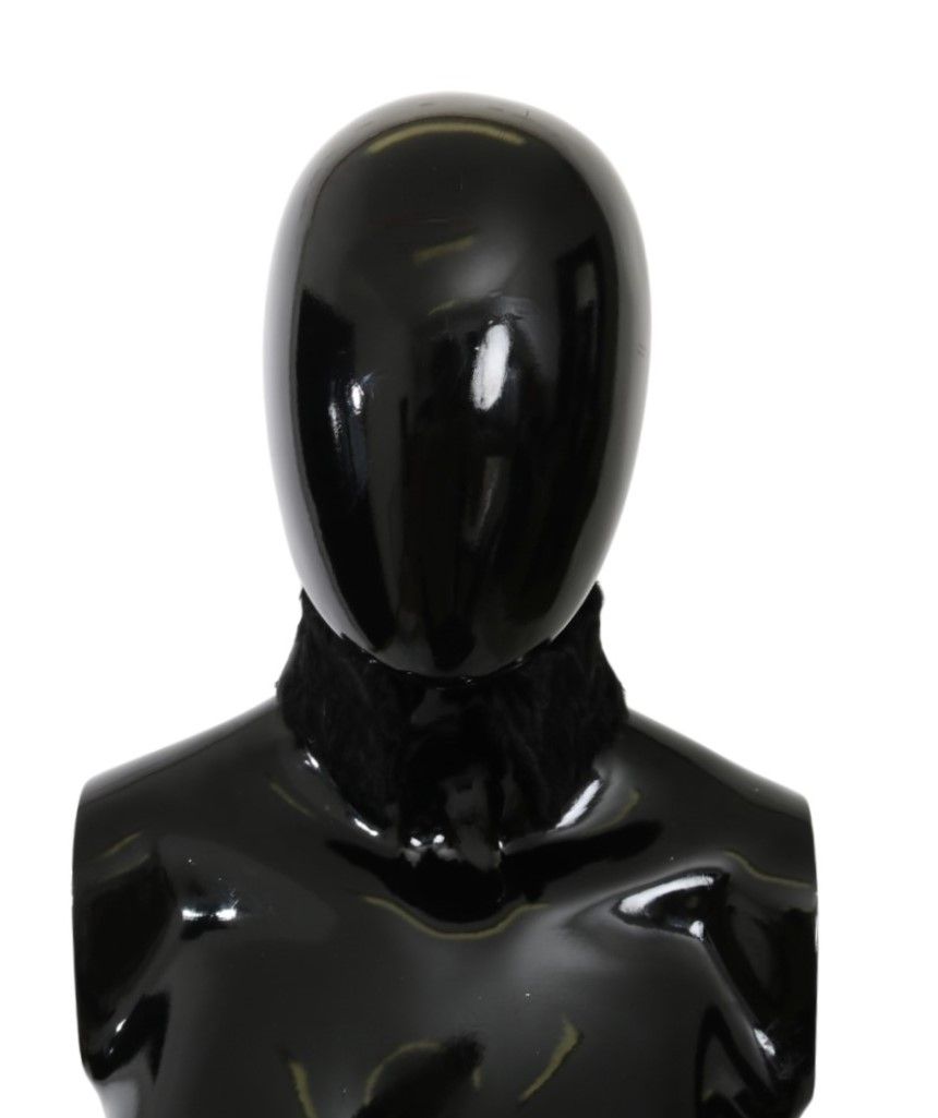 Black fur neck collar wrap and lambskin scarf by Dolce & Gabbana, featuring a plush, luxurious design perfect for winter wear.