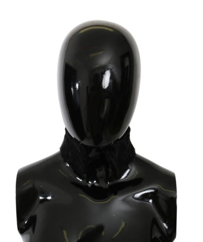 Black fur neck collar wrap and lambskin scarf by Dolce & Gabbana, featuring a plush, luxurious design perfect for winter wear.