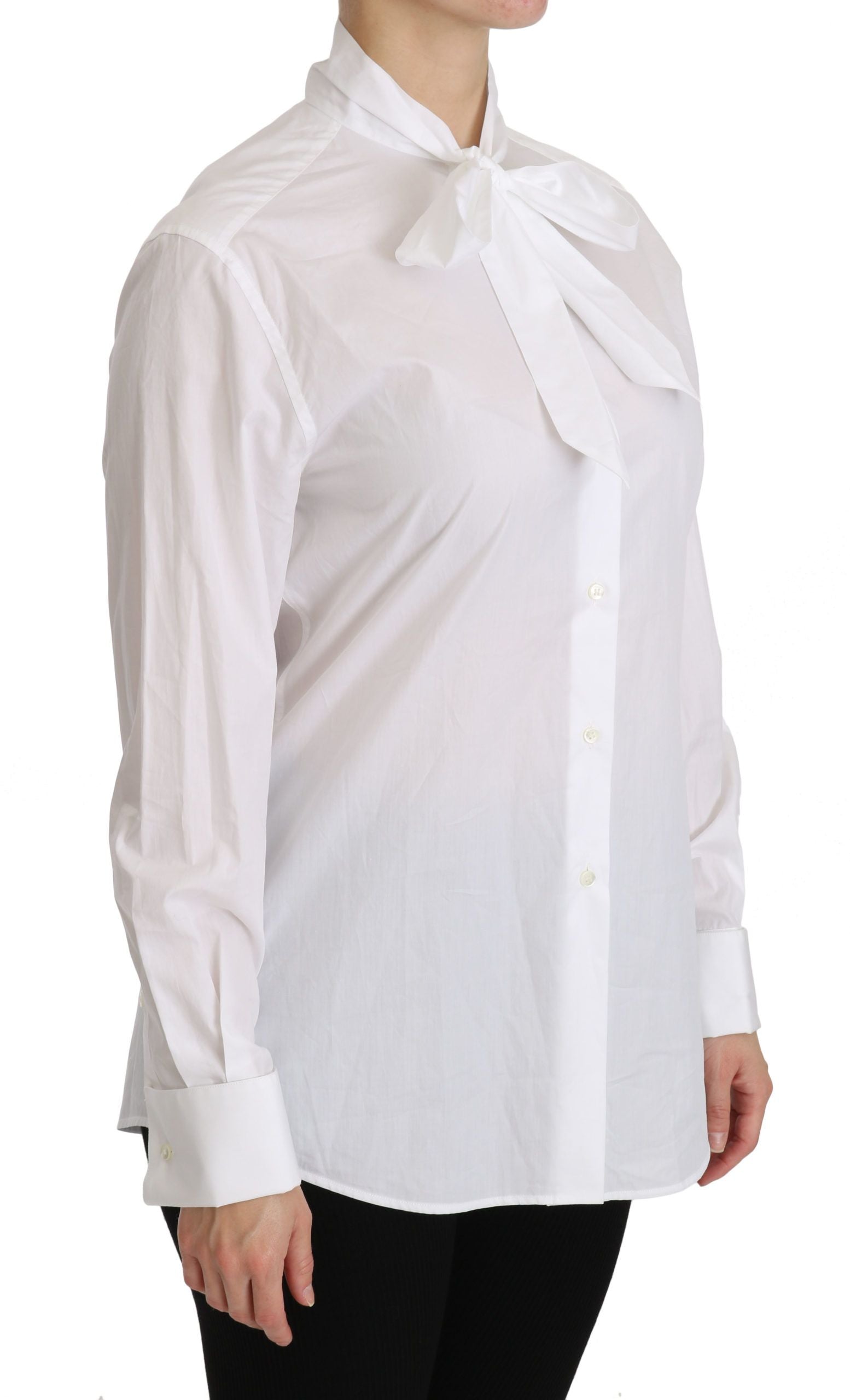 White turtle neck long sleeve polo shirt by Dolce & Gabbana, featuring a sleek fit and classic style.