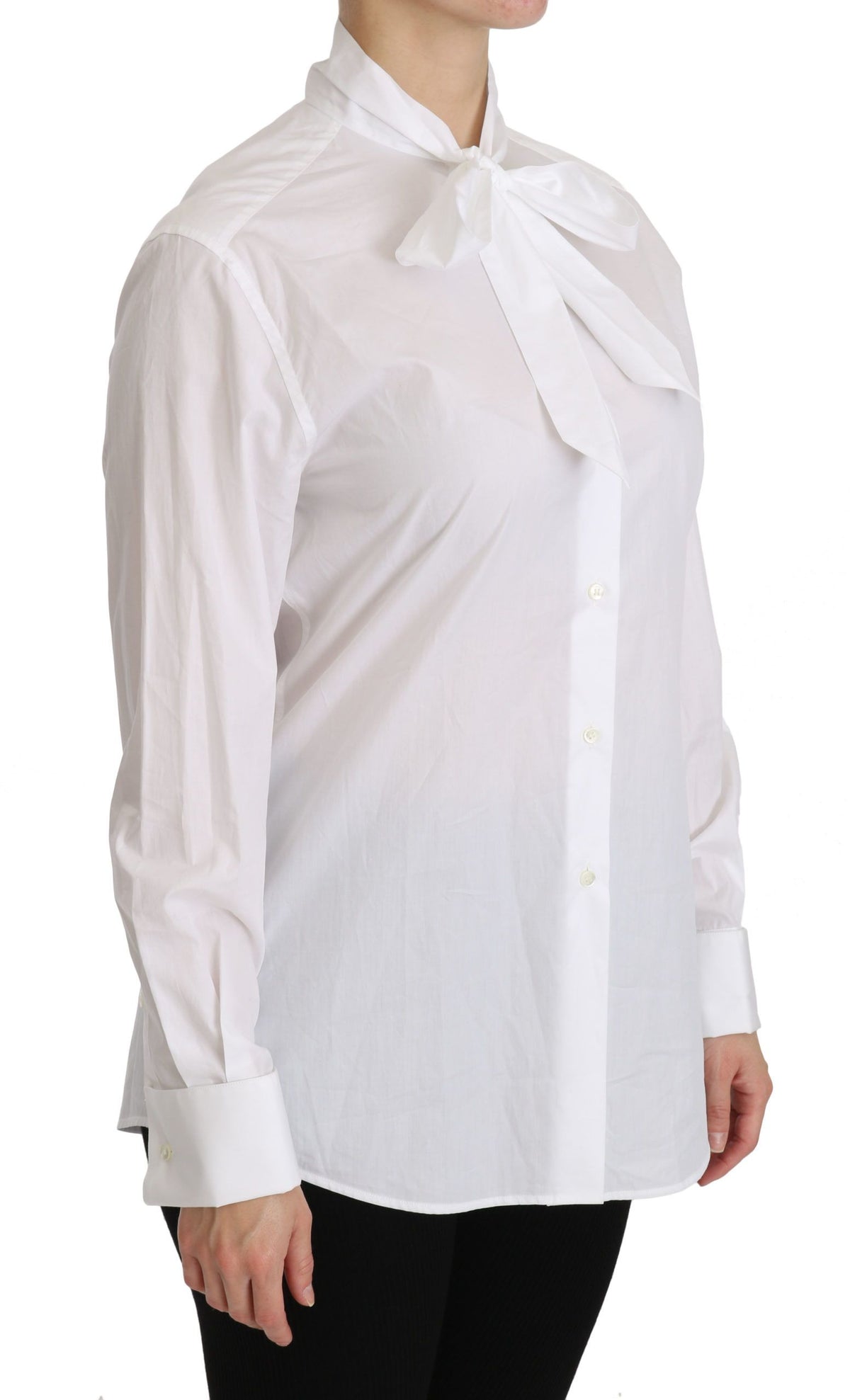 White turtle neck long sleeve polo shirt by Dolce & Gabbana, featuring a sleek fit and classic style.