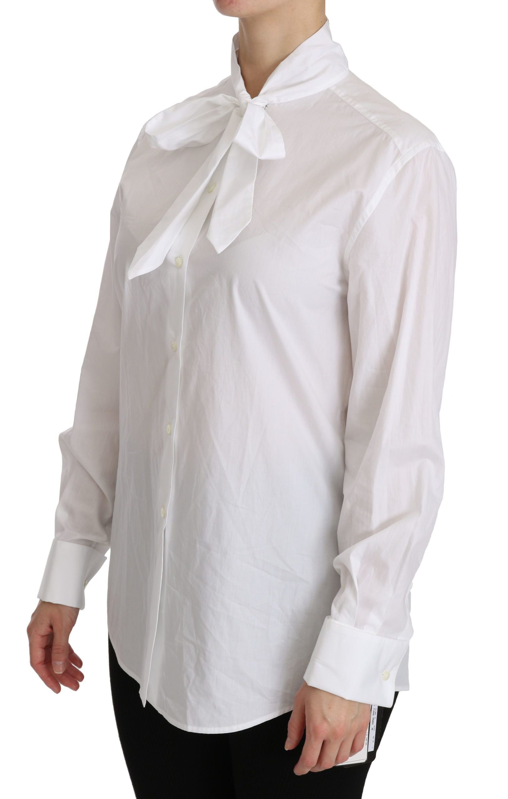 White turtle neck long sleeve polo shirt by Dolce & Gabbana, featuring a classic fit and soft fabric for stylish comfort.
