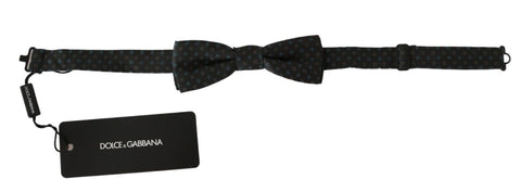 Gray patterned men's silk bow tie by Dolce & Gabbana, featuring a stylish papillon design for formal wear.