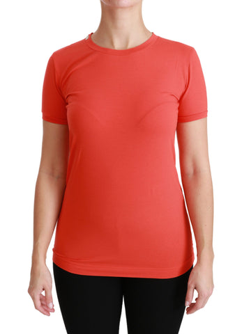 Red cotton crewneck short sleeve T-shirt from Dolce & Gabbana, featuring a classic fit and simple design.