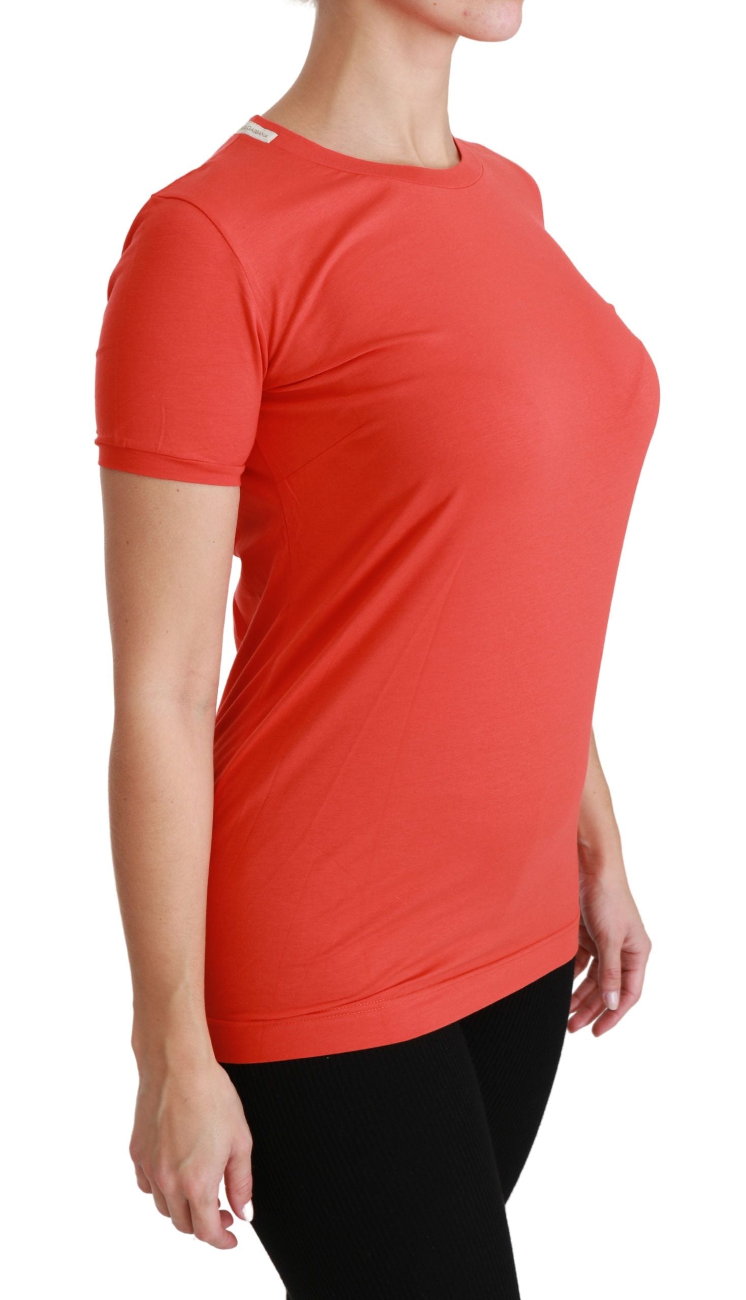 Red cotton crewneck short sleeve T-shirt by Dolce & Gabbana, showing a fitted casual top with a classic crewneck design.