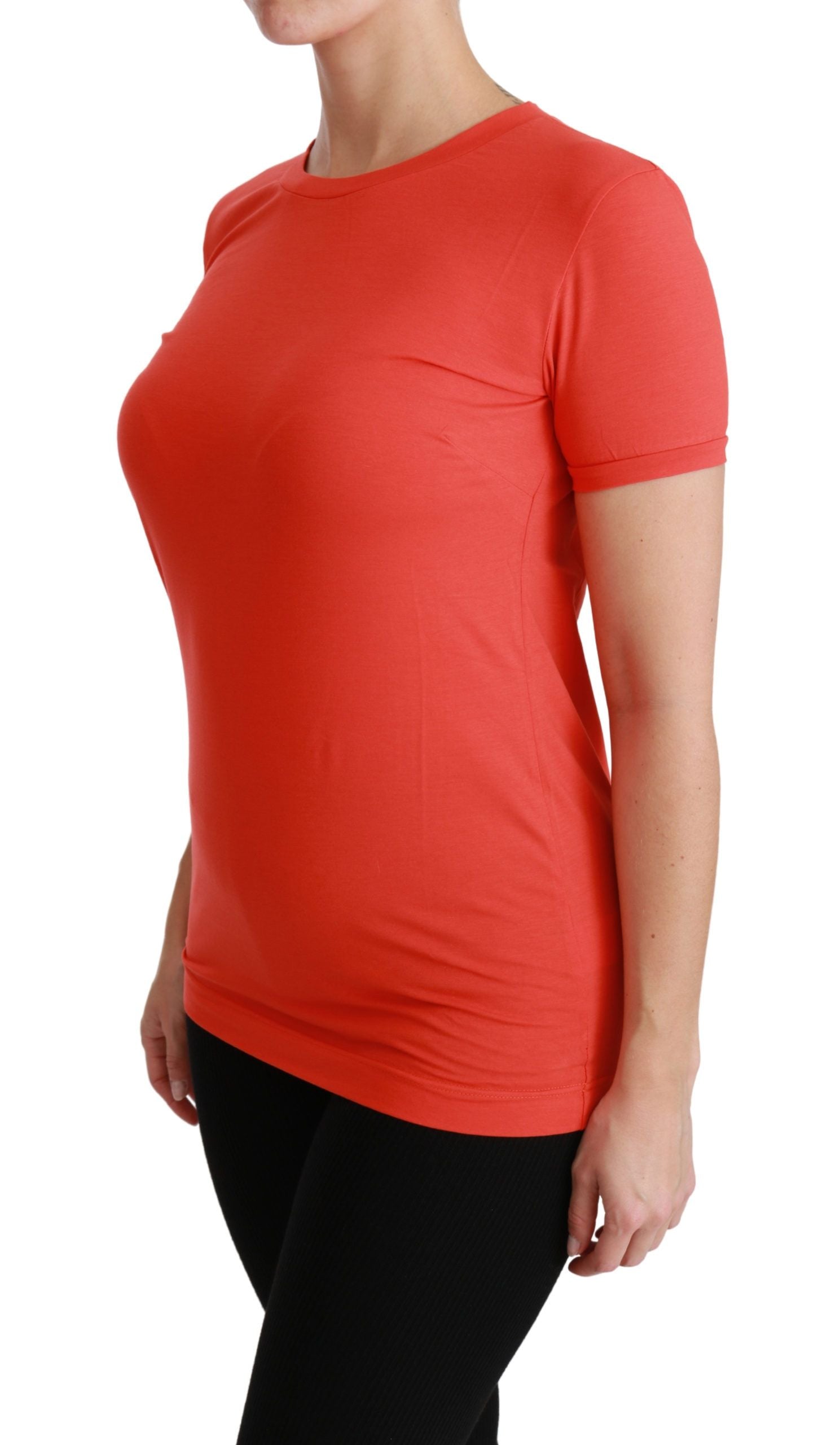 Red Dolce & Gabbana cotton crewneck short sleeve T-shirt, casual top with a classic fit and vibrant color.
