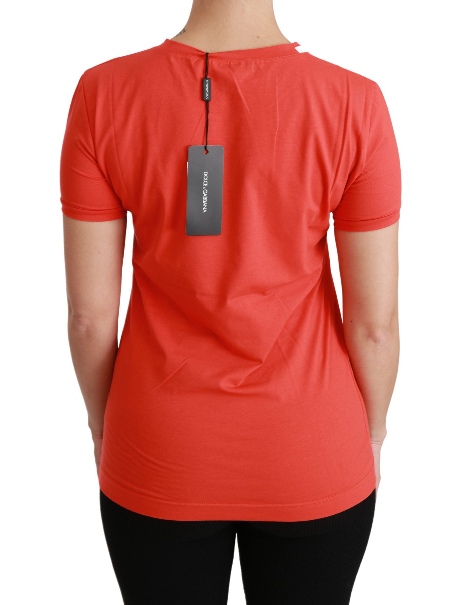 Red Dolce & Gabbana cotton crewneck short sleeve T-shirt, casual top with a smooth fabric finish and classic fit.