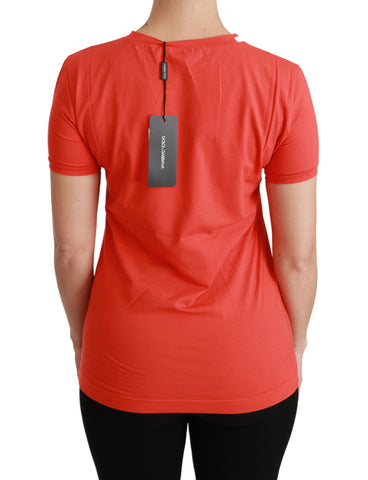 Red Dolce & Gabbana cotton crewneck short sleeve T-shirt, casual top with a smooth fabric finish and classic fit.