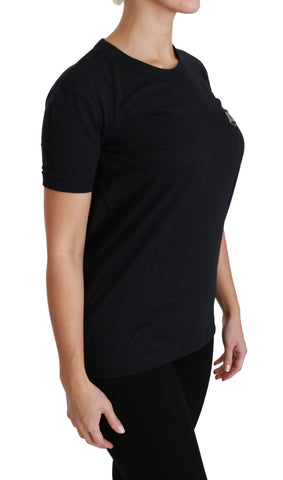 Blue Amore patch crewneck cotton T-shirt by Dolce & Gabbana, featuring a casual fit with Amore patch detail on the front.