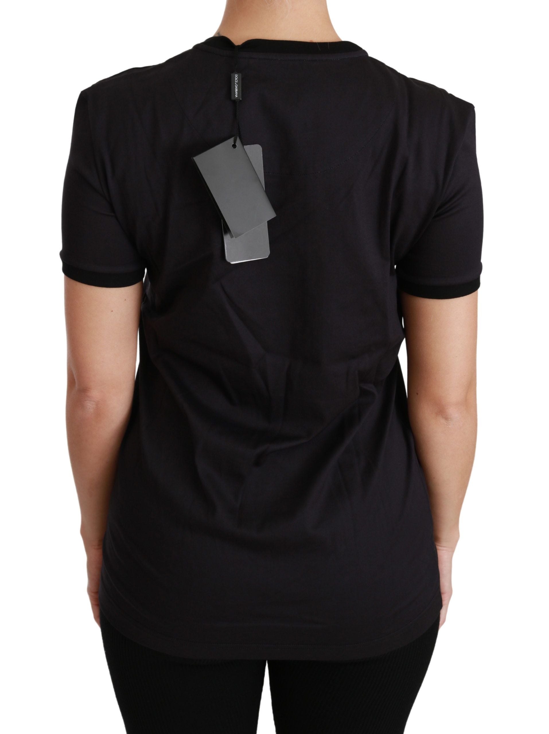 Black Dolce & Gabbana #ImAChristmasTree crewneck T-shirt featuring festive Christmas tree graphic on the front.