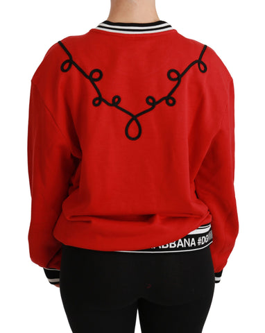 Red sequined love pullover sweater by Dolce & Gabbana with a sparkling, embellished design and a cozy fit.