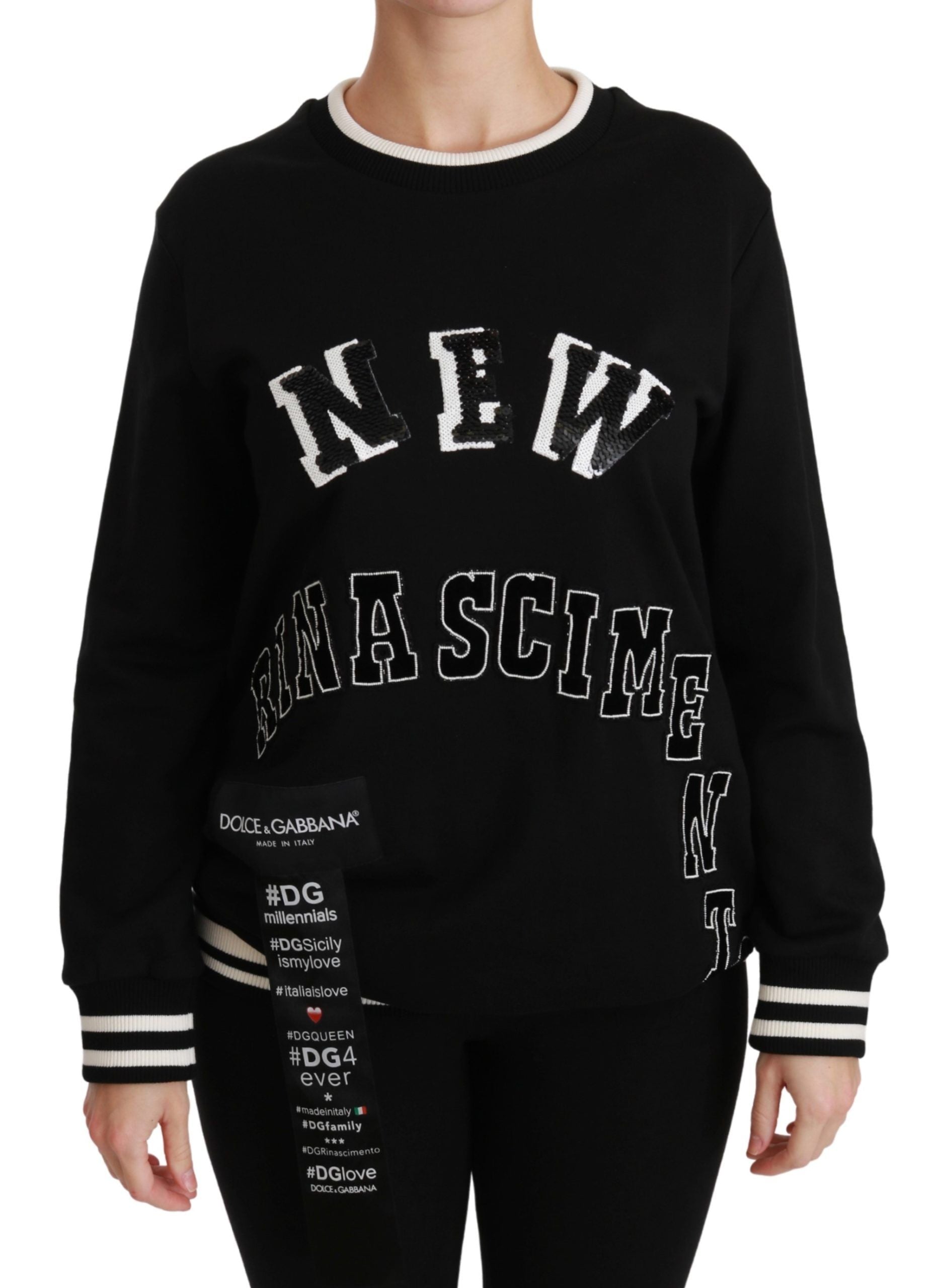 Black Rinascimento #DGmillennials sweater by Dolce & Gabbana, featuring a stylish knit design and the brand logo on the front.
