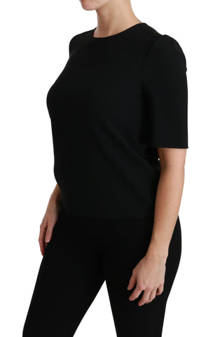Black Dolce & Gabbana short sleeve casual top, stretchy blouse with a relaxed fit, ideal for everyday wear.