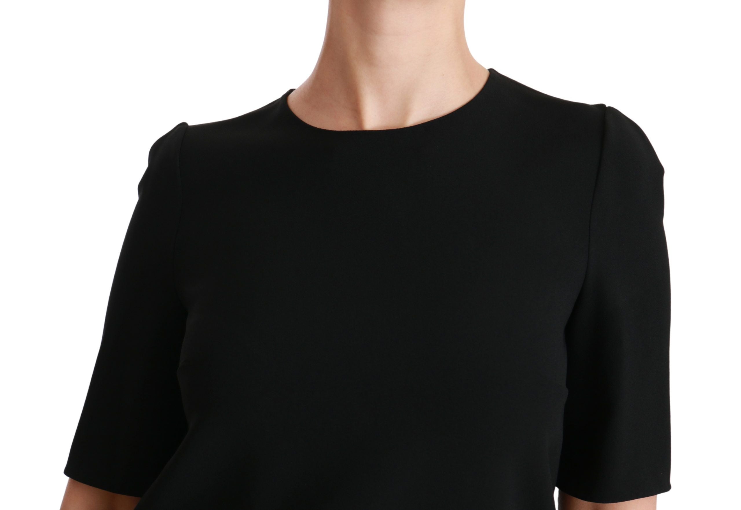 Black Dolce & Gabbana short sleeve casual stretch blouse with a relaxed fit and stylish design.