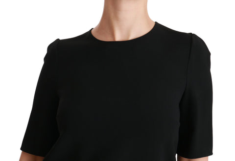 Black Dolce & Gabbana short sleeve casual stretch blouse with a relaxed fit and stylish design.