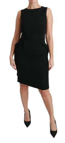 Black sheath stretch formal dress by Dolce & Gabbana, fitted silhouette with elegant neckline and sleek design.
