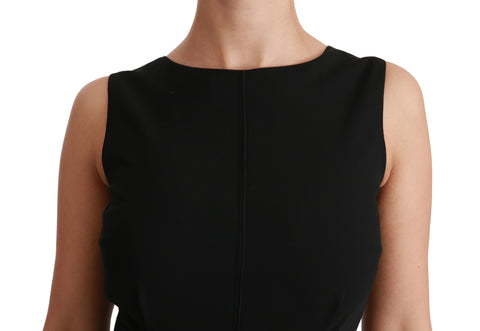 Black sheath stretch formal dress by Dolce & Gabbana, fitted silhouette with elegant neckline and smooth fabric.