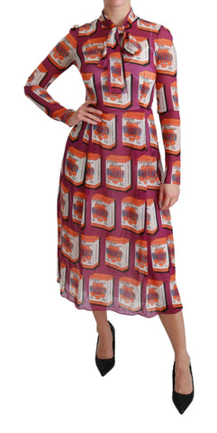 Elegant purple silk Bellezza A-line gown dress by Dolce & Gabbana, showcasing flowing fabric and sophisticated design.