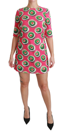 Pink silk cupcake shift stretch dress by Dolce & Gabbana, featuring a fitted silhouette and elegant design.