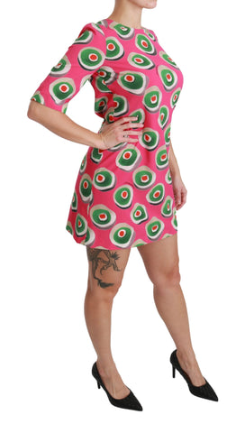 Pink silk cupcake shift dress by Dolce & Gabbana, featuring a fitted silhouette and elegant stretch fabric.