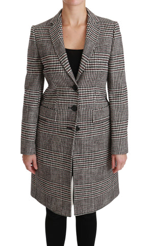 Multicolor knee-length trench coat by Dolce & Gabbana, stylish long jacket with vibrant color blocks and classic belt details.