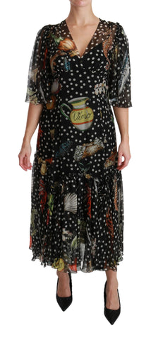 Black Sea Fish Sicily A-line shift dress by Dolce & Gabbana featuring a black fabric with sea-inspired fish print.