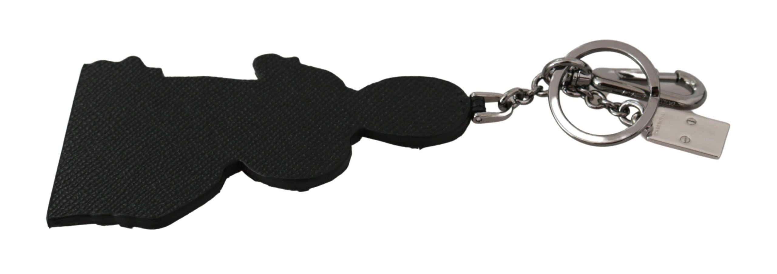 Leather Dolce & Gabbana Dominico Stefano #DGFAMILY logo badge keychain with branded leather strap and metal clasp.