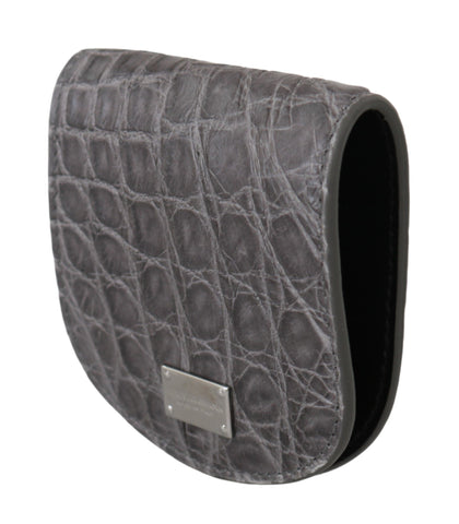 Gray Dolce & Gabbana exotic skin condom case holder pocket wallet with textured finish and compact design.