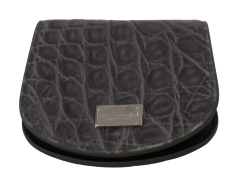 Gray exotic skin condom case holder pocket wallet by Dolce & Gabbana, featuring a sleek, compact design with textured finish.