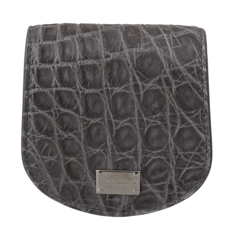 Gray exotic skin condom case holder pocket wallet by Dolce & Gabbana with textured finish and compact design for discreet storage.