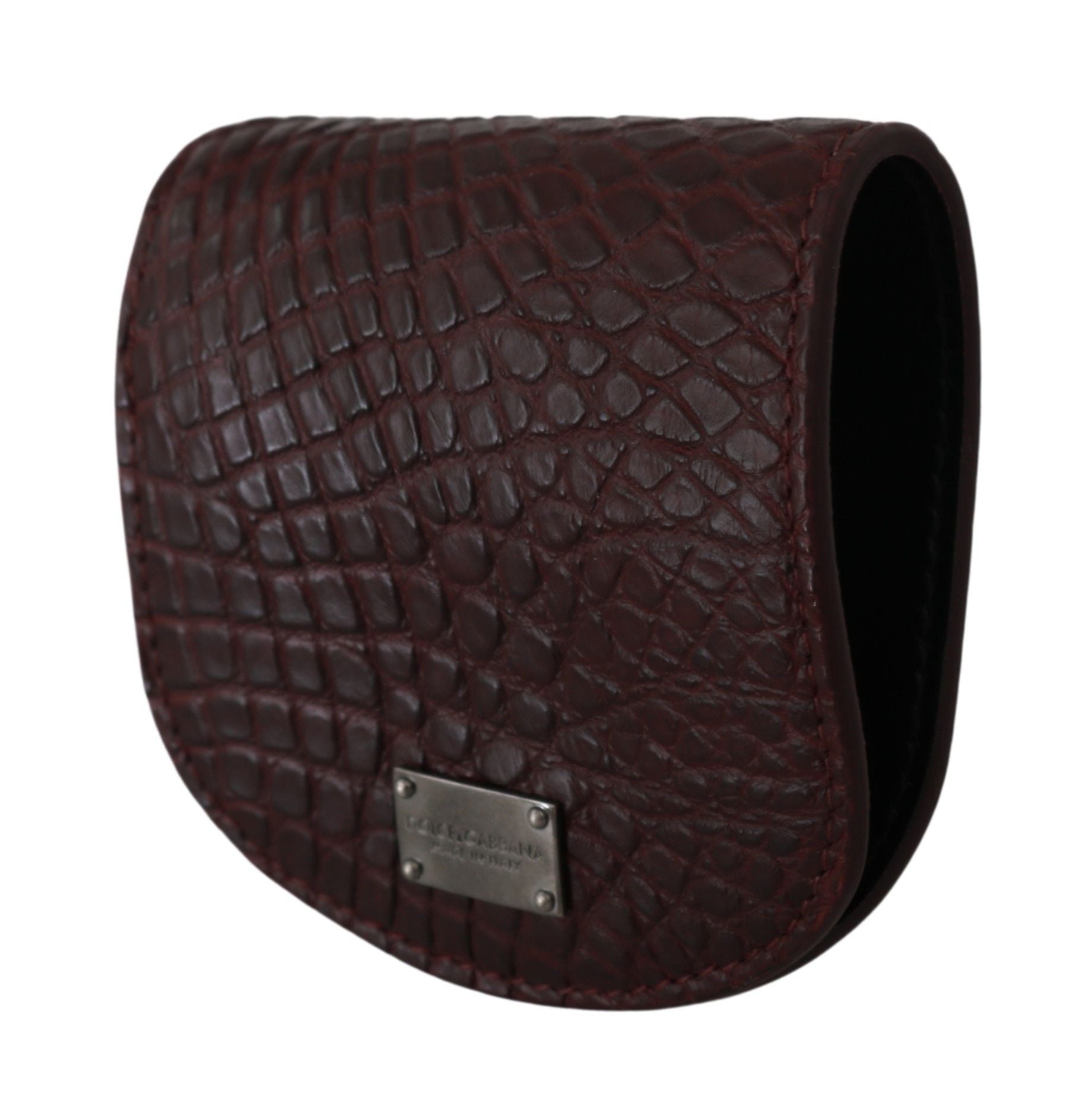 Brown exotic skin pocket condom case holder by Dolce & Gabbana with sleek, compact design and textured finish.