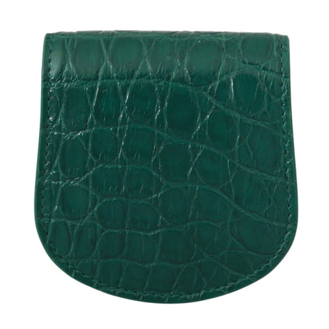 Green exotic skins condom case holder wallet by Dolce & Gabbana, showcasing a luxurious textured exterior and compact design.