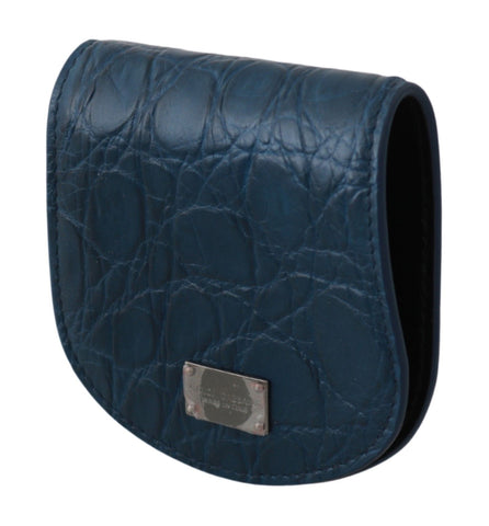 Blue leather holder pocket condom case by Dolce & Gabbana, compact and stylish accessory for discreet storage.