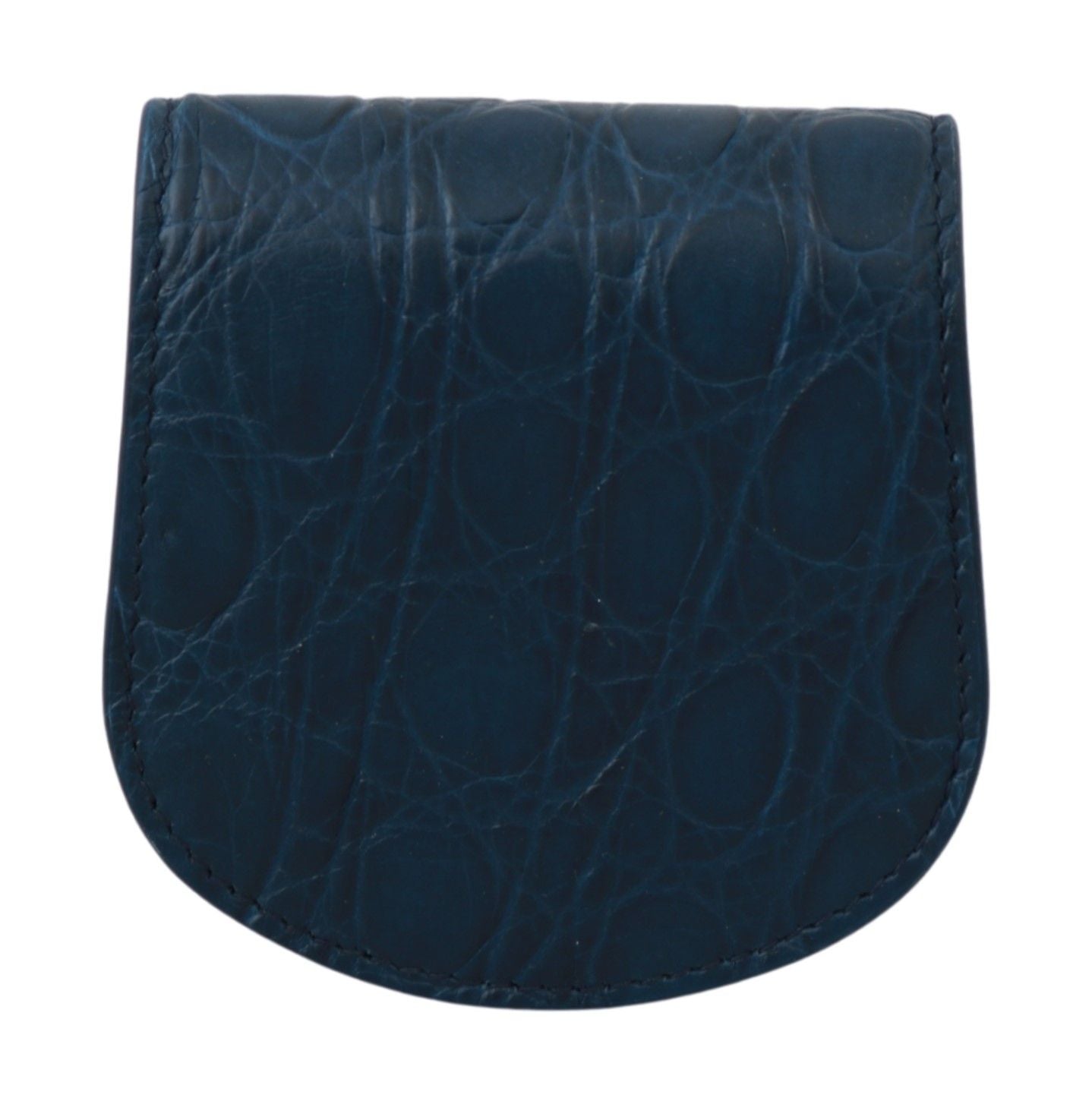 Blue leather Dolce & Gabbana pocket condom case with sleek design and compact size for discreet storage.