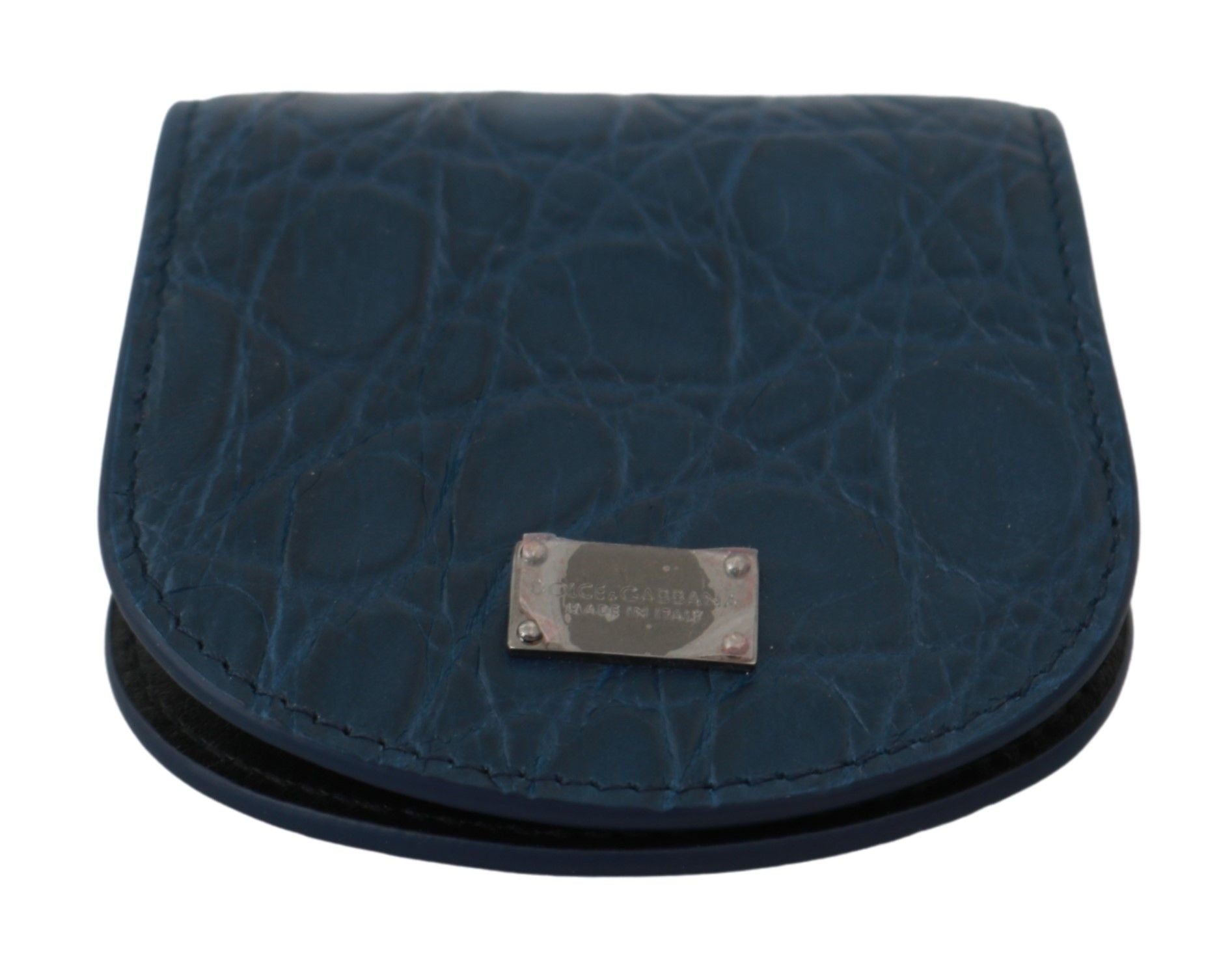 Blue leather condom case holder by Dolce & Gabbana with a sleek pocket design and discreet, stylish appearance.