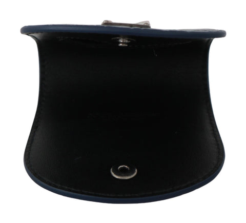 Blue leather holder pocket condom case by Dolce & Gabbana, compact and stylish for discreet storage.