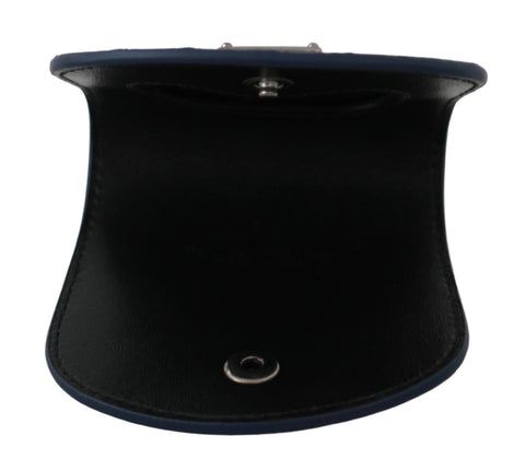 Blue Dolce & Gabbana pocket wallet with exotic skin finish, designed as a discreet condom case with a sleek, stylish look.