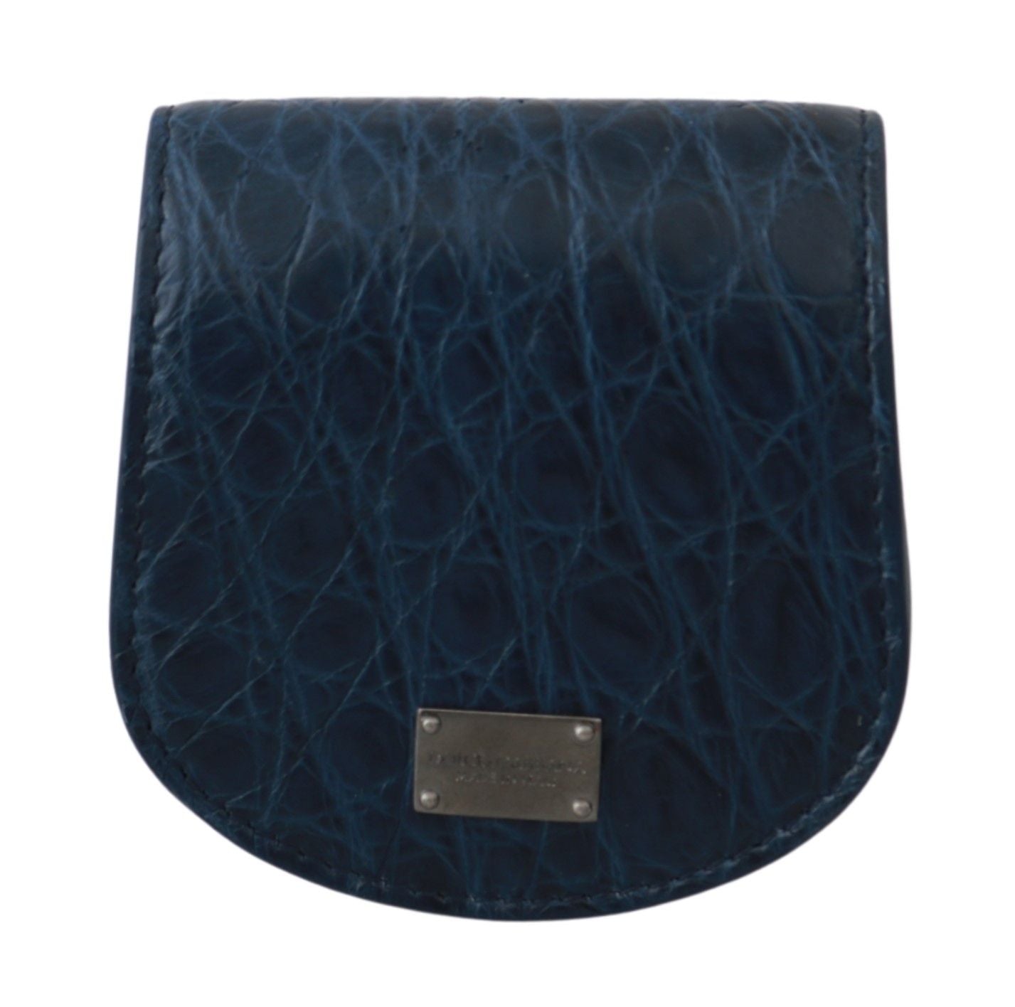 Blue Dolce & Gabbana exotic skin pocket wallet with condom case holder, compact and stylish for on-the-go convenience.