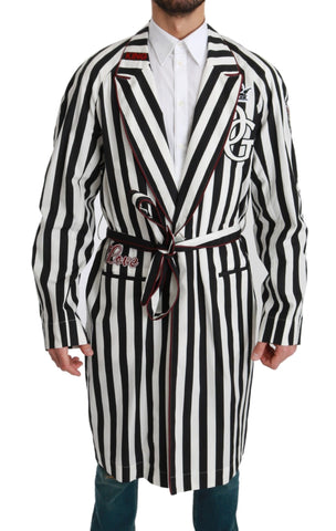 Black nightgown and white cotton robe by Dolce & Gabbana, featuring soft fabrics and elegant, comfortable loungewear.