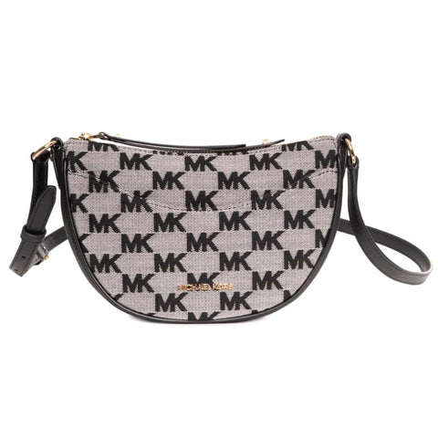 Black Michael Kors X073 handbag with silver hardware, featuring textured leather and a structured design.