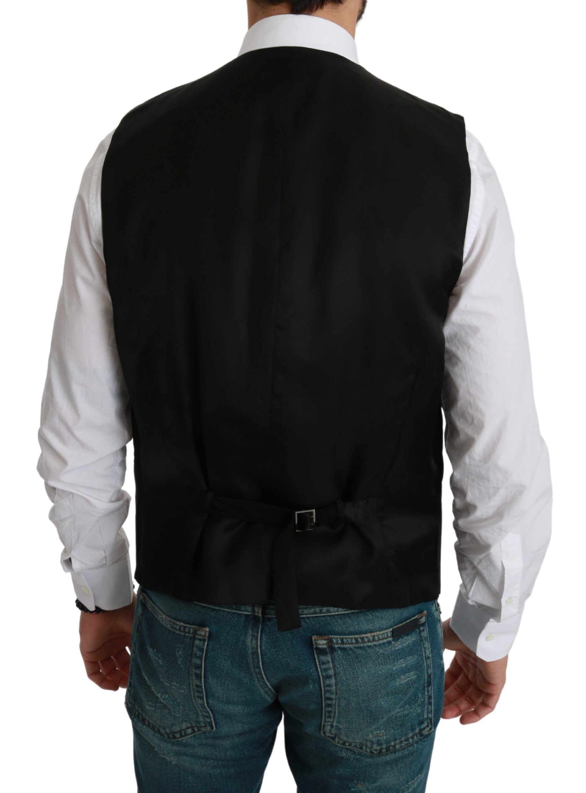 White and black striped waistcoat by Dolce & Gabbana, formal vest with tailored fit and classic stripe pattern