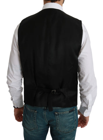 White and black striped waistcoat by Dolce & Gabbana, formal vest with tailored fit and classic stripe pattern