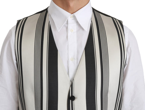 White Gray Black Stripes Waistcoat Formal Vest