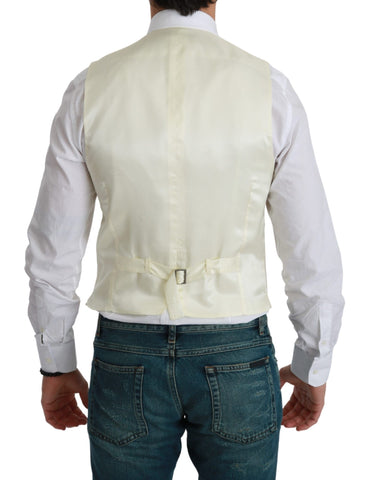 White wool waistcoat vest by Dolce & Gabbana, formal men's vest with tailored fit and classic design.