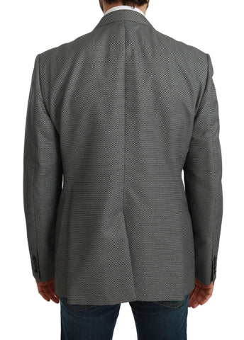 Gray slim fit formal blazer by Dolce & Gabbana, tailored blazer with classic lapel and sleek design for sophisticated style.