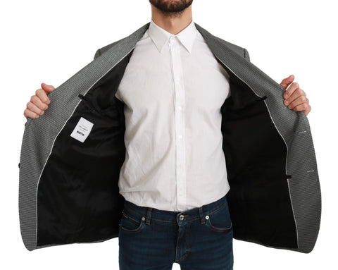 Gray slim fit formal blazer by Dolce & Gabbana, tailored with a sleek, modern design and classic lapel details.